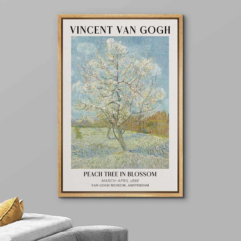 Framed Canvas Print Wall Art Peach Tree in Blossom by Vincent Van Gogh Nature Wilderness Illustrations Fine Art