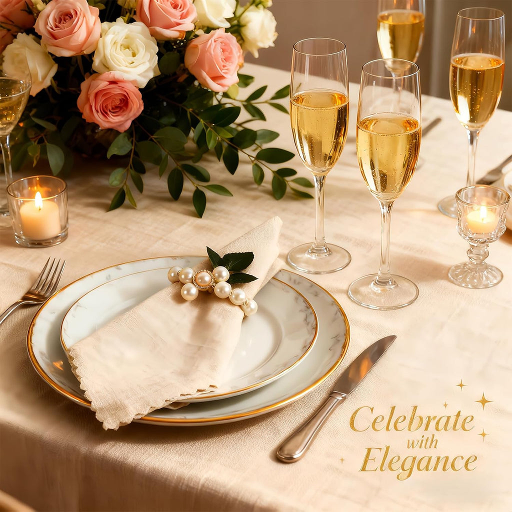 Adjustable Pearl Napkin Rings, Alternative Bow Napkin Rings, Compatible with Various Napkins, Such as - Set of 8