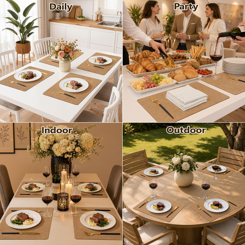 Vinyl Heat Resistant Placemats Set of 6, Camel