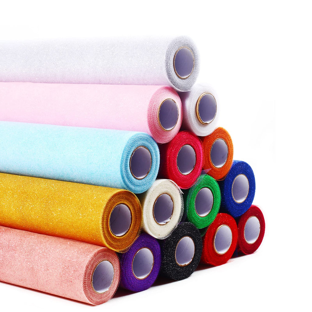 Sparkling Tulle Rolls, 15" by 30 Yards(Orange)