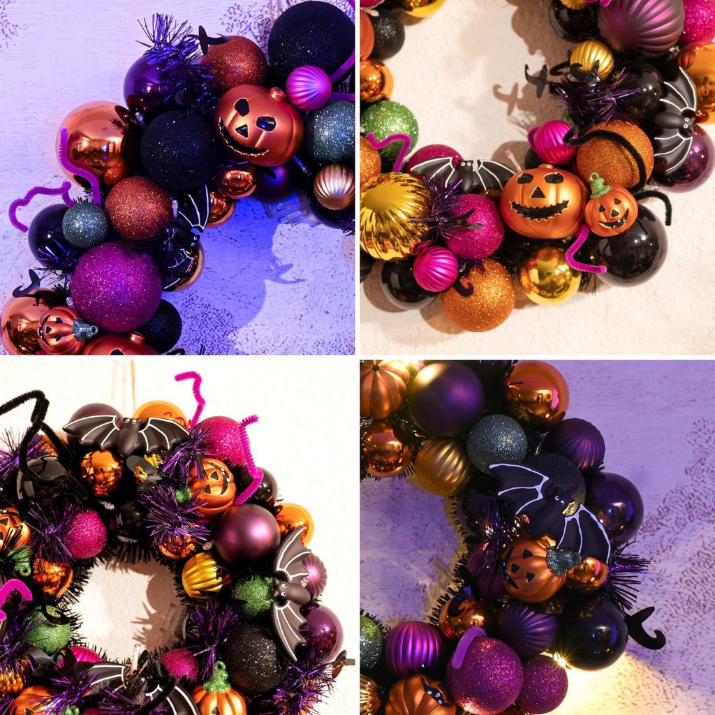 Halloween Decorations 12" Pumpkin Wreath for Front Door