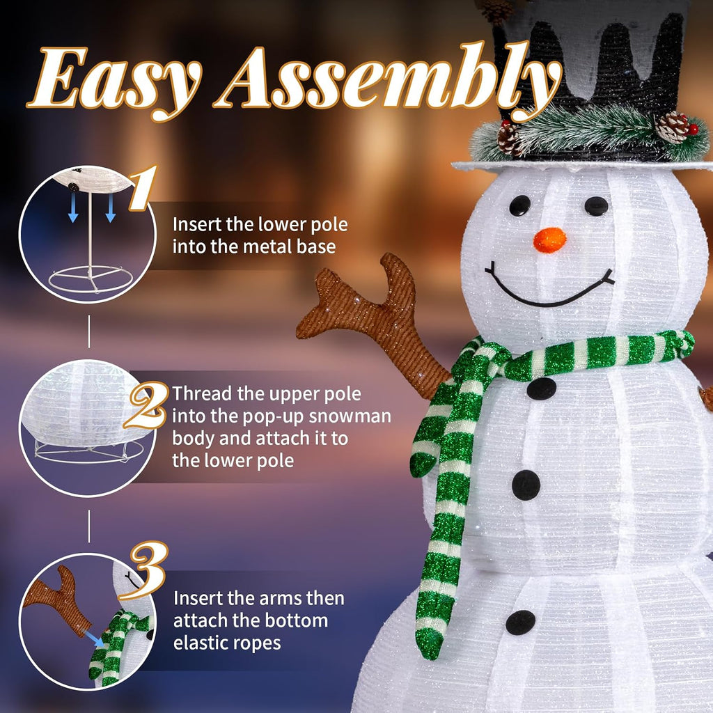 Snowman Christmas Outdoor Decoration, 4ft 120 LED Lighted Christmas Holiday Decorations, Snowman Yard Lights Backyard