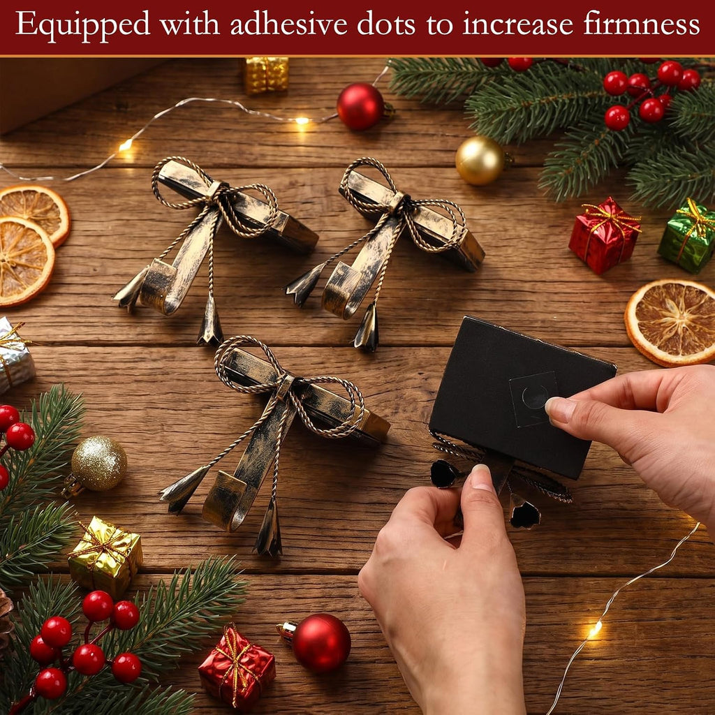 4 Pieces Christmas Bow Stocking Holders for Mantle Rustic Hanger