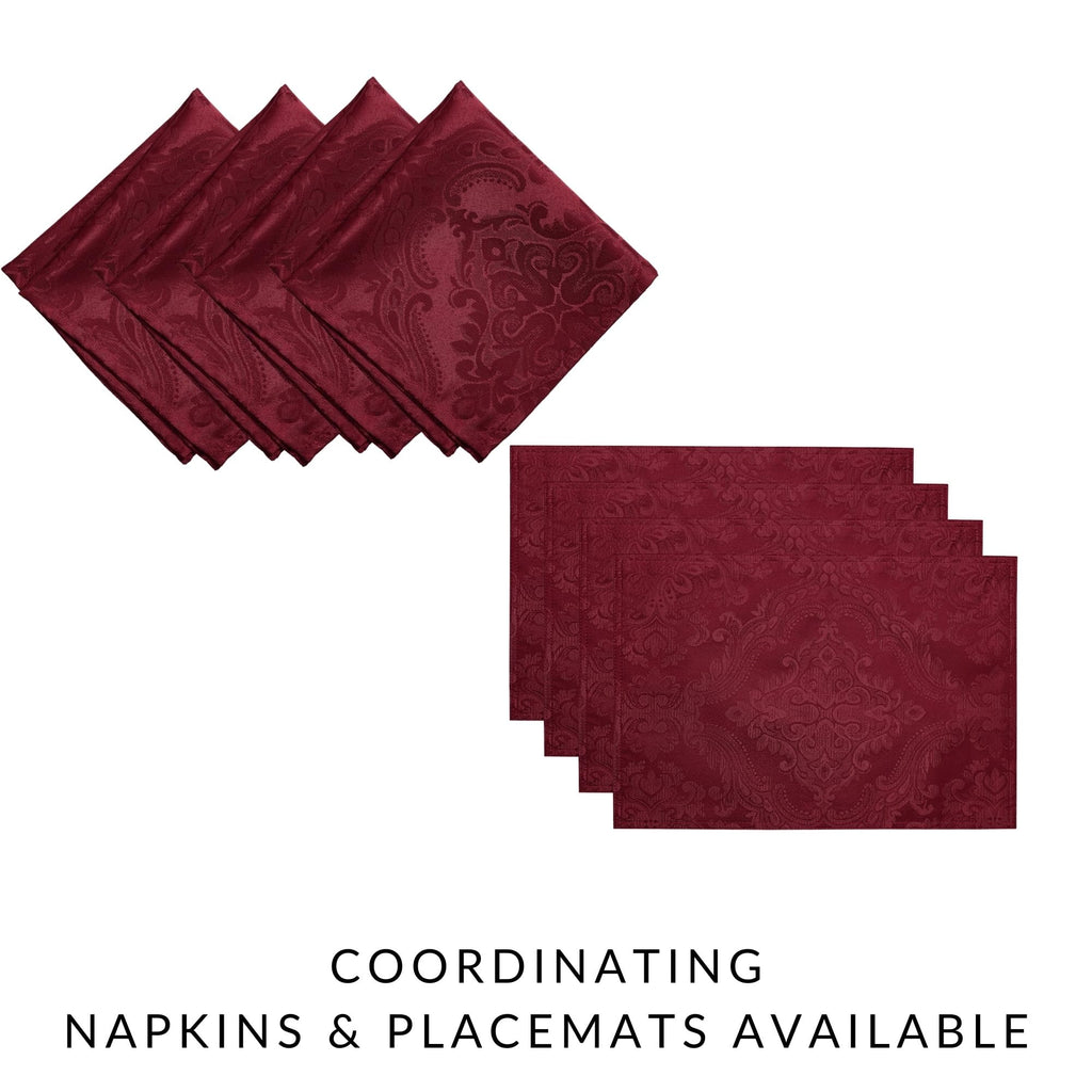 Caiden Elegance Damask Tablecloth, Cranberry - 60" W x 84" L