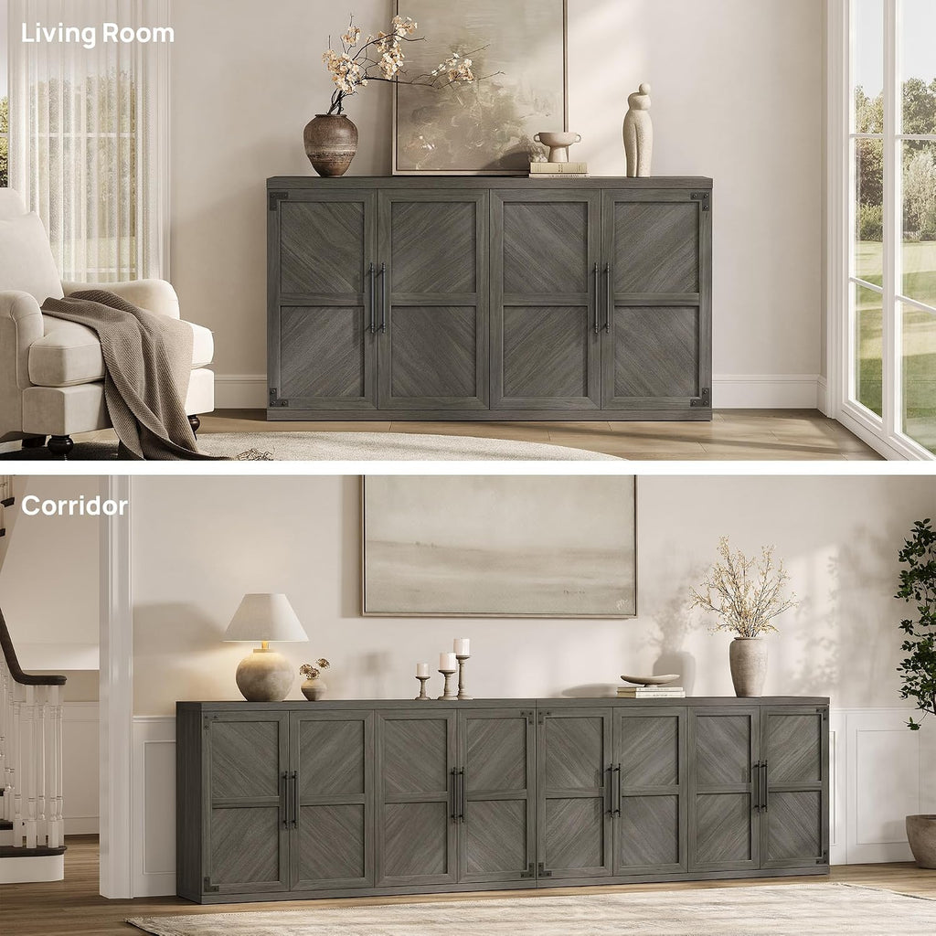 Large Modern Sideboard Buffet Cabinet with 4 Door, Storage Credenza | Modern Sideboard Buffet Cabinets, Large