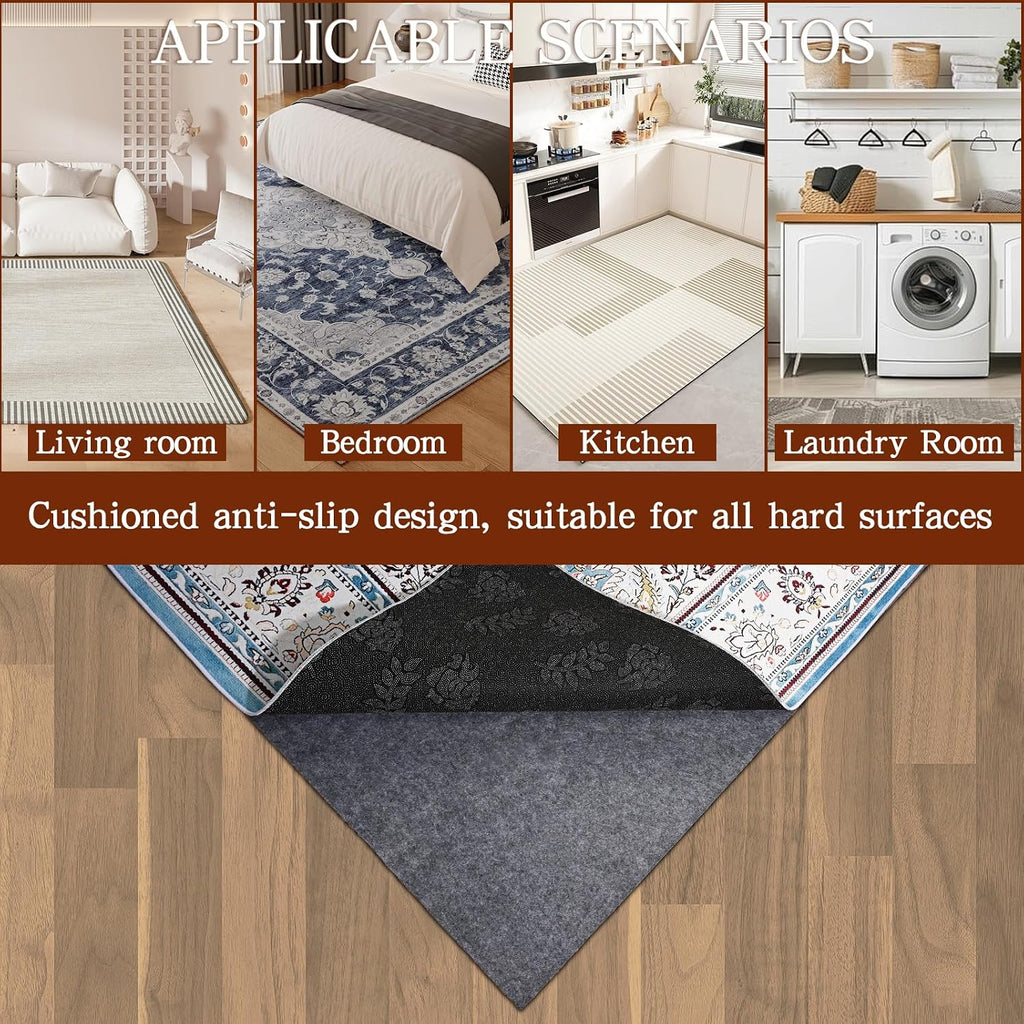 Rug Pad Waterproof Non-Slip 5x7 ft, 1/8" Thick Felt Cushion Pad for Area Rugs - Protects Hardwood, Tile & Laminate - Set of 35