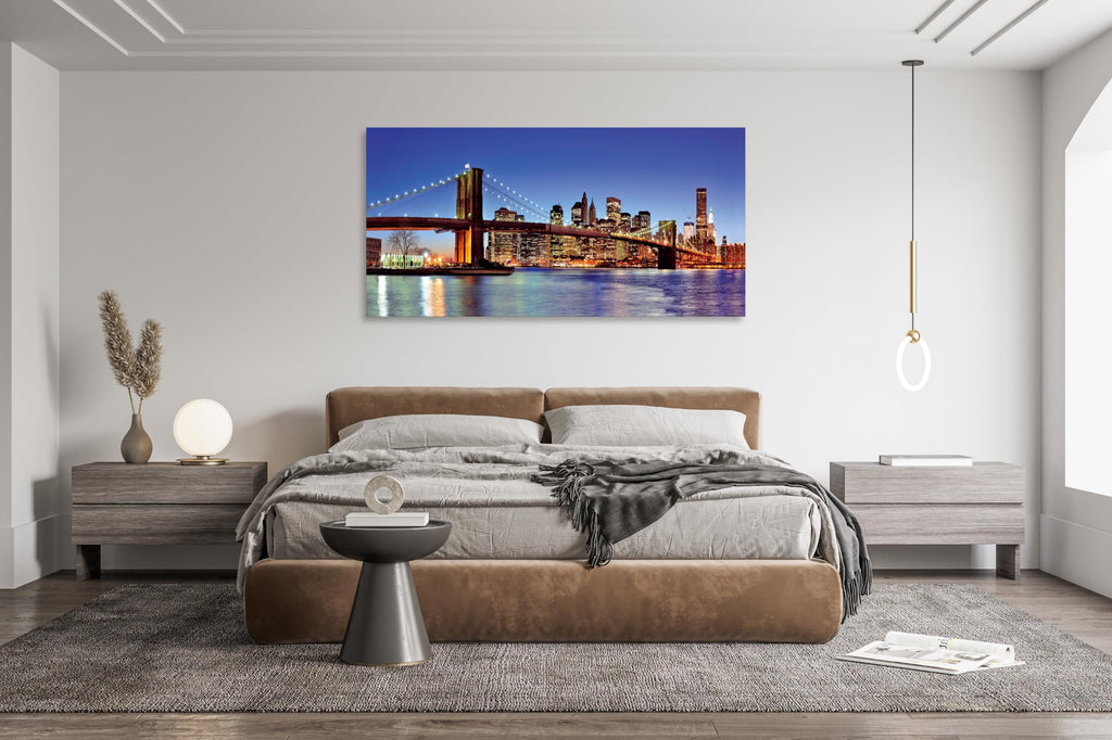 Brooklyn Bridge Wall NYC Skyline Night View Canvas Print Decor