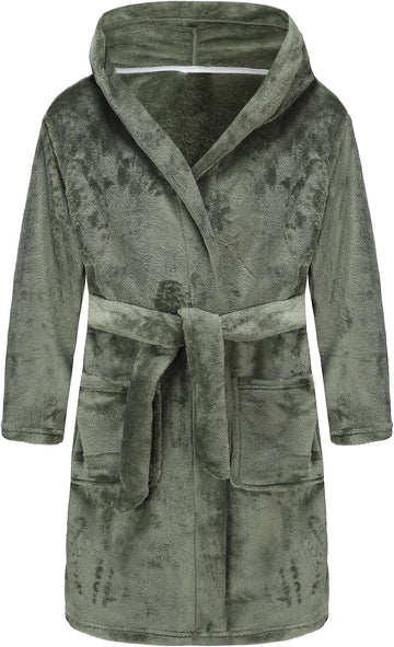 Girls Fleece Robe Soft Hooded Bathrobe Sleepwear For Girls