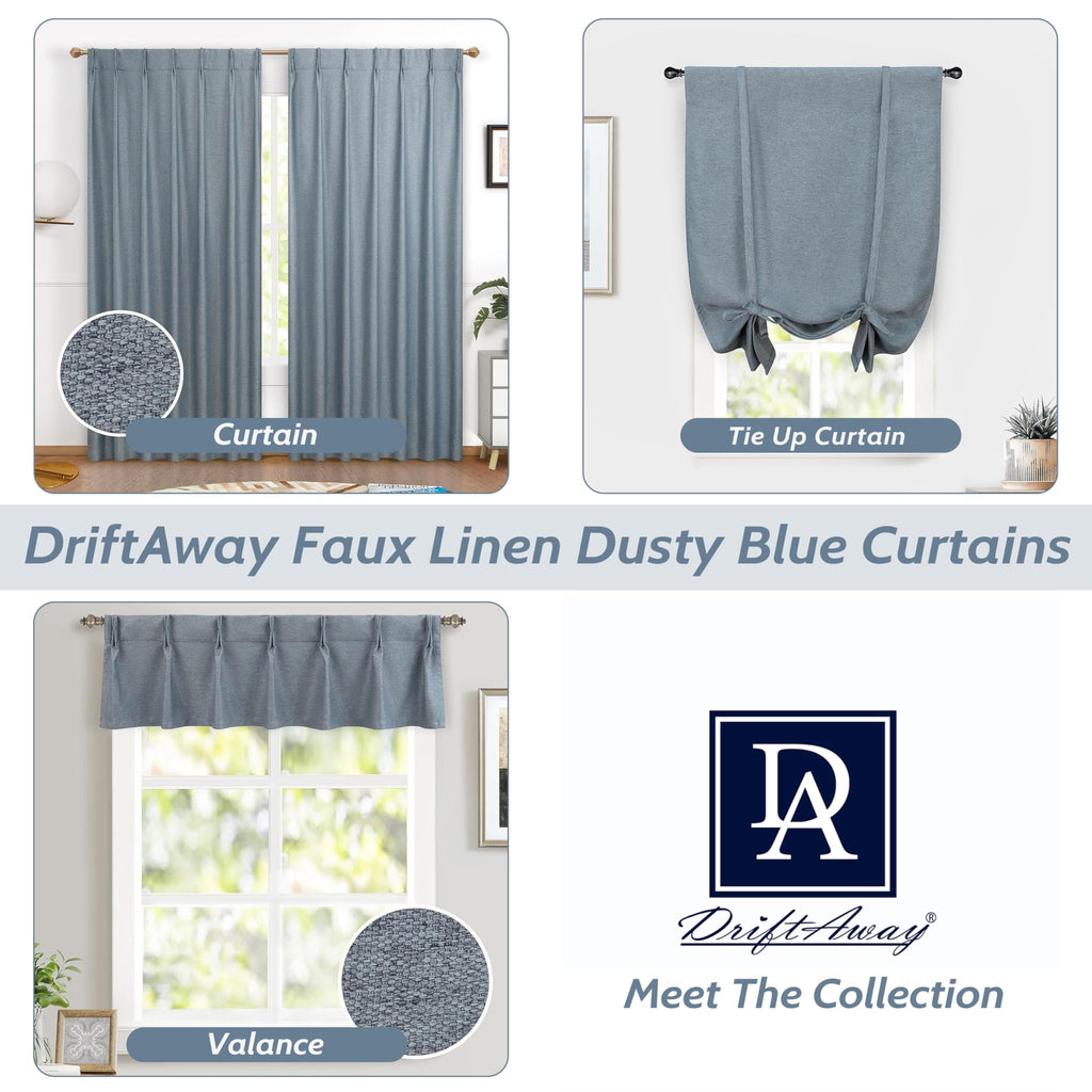 Pinch Pleat Valance Window Blackout Faux Linen Textured Solid Valance 16 Inch Farmhouse Linen Curtain Valance Window