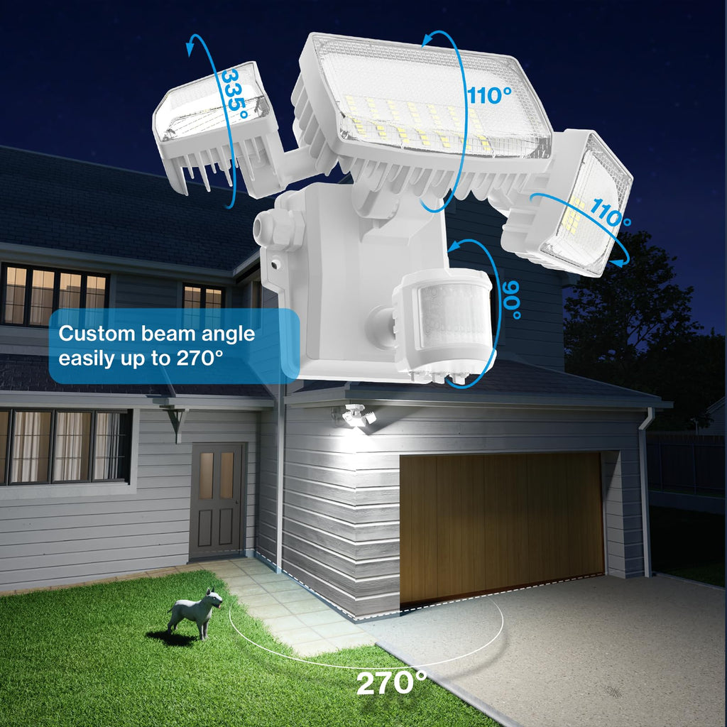 70W Motion Sensor Outdoor Light Plug in, Motion Flood Light Dusk to Dawn, LED Security Light IP65 Waterproof