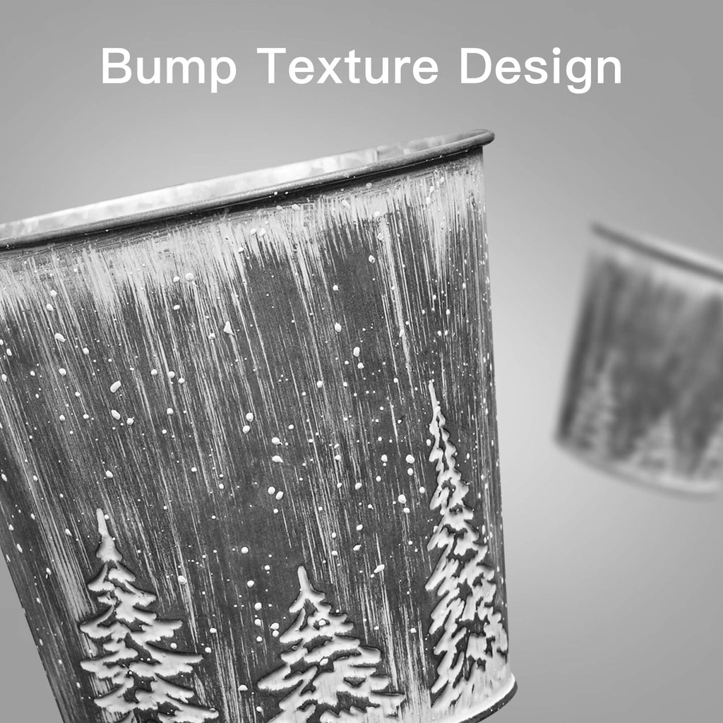 Christmas Galvanized Buckets, Silvery Small Metal Bucket Christmas Ice Buckets, Farmhouse Pails Plants Flowers Tin