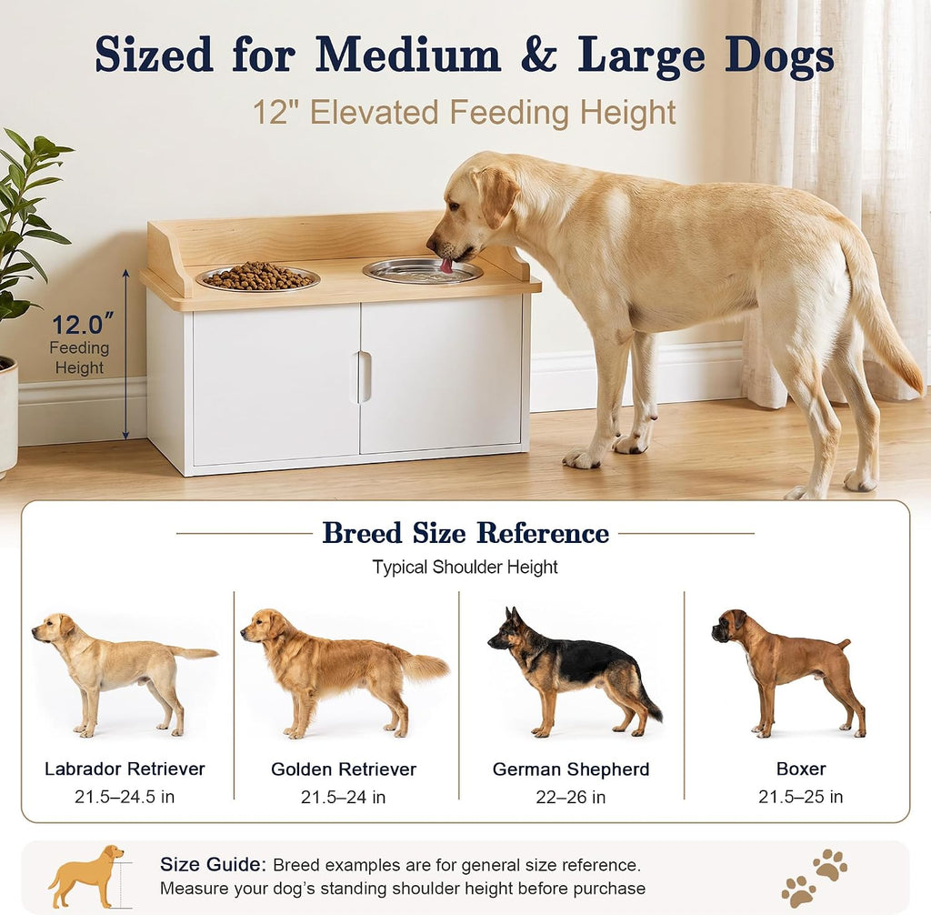 Elevated Dog Bowls with Storage, Dog Food Storage and Feeder