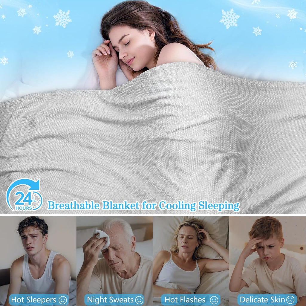 Cooling Blankets for Hot Sleepers and Night Sweats, Cool Summer Blanket, Rayon Made from Bamboo, Silky Soft