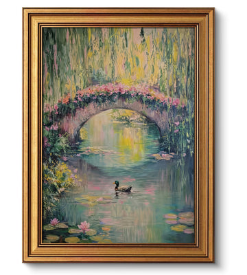 Vintage Monet Landscape Framed Wall Art Floral Wall Decor 12x16 In