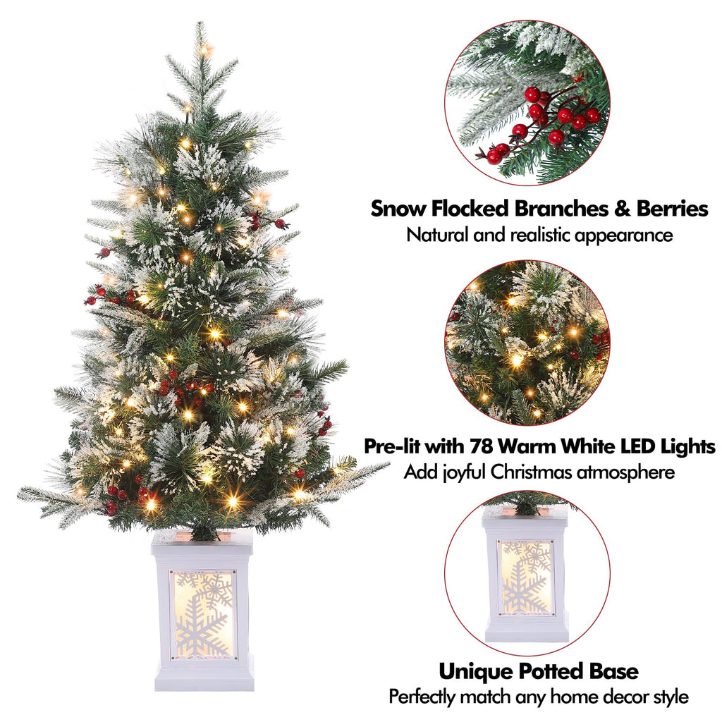 3ft Pre-Lit Artificial Mini Christmas Tree Set of 2, 78 LED Lights