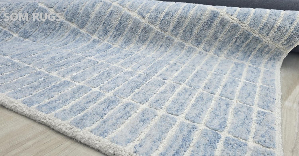 100% Authentic Capitola Tufted Handmade Woolen Area Rug Decor Office Rug (Blue, 12x15 Feet)