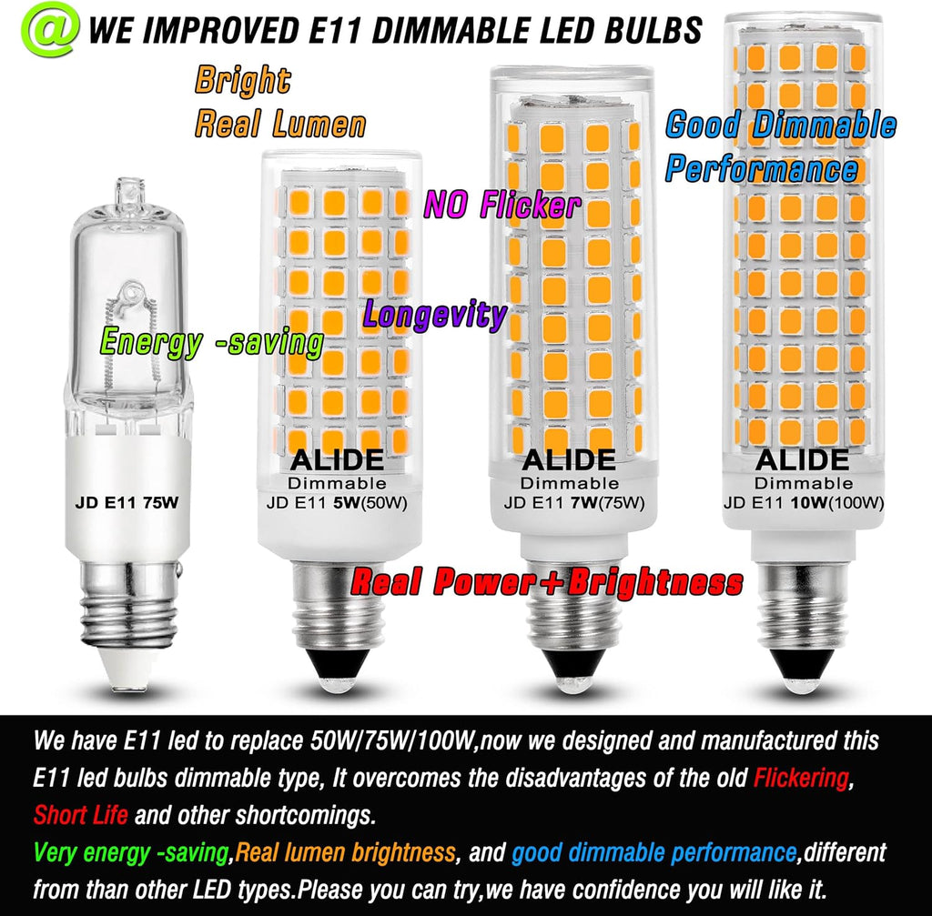 E11 Led Bulbs,JDE11 120V 75W Candelabra Bulbs Equiva Dimmable 2700k