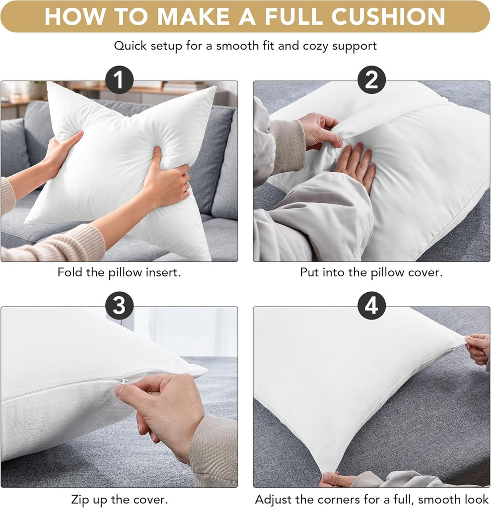 Deconovo Throw Pillow Covers 18 x 18 Inch Set of 4, Covers Only No Insert, Faux Linen Decorative Square Pillowcases