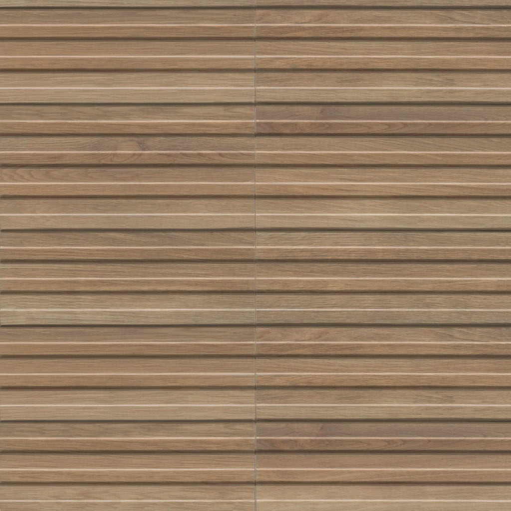 Porcelain Slat Fluted Wood Wall Tile | Serata Vibra Savanna | 6" x 16"