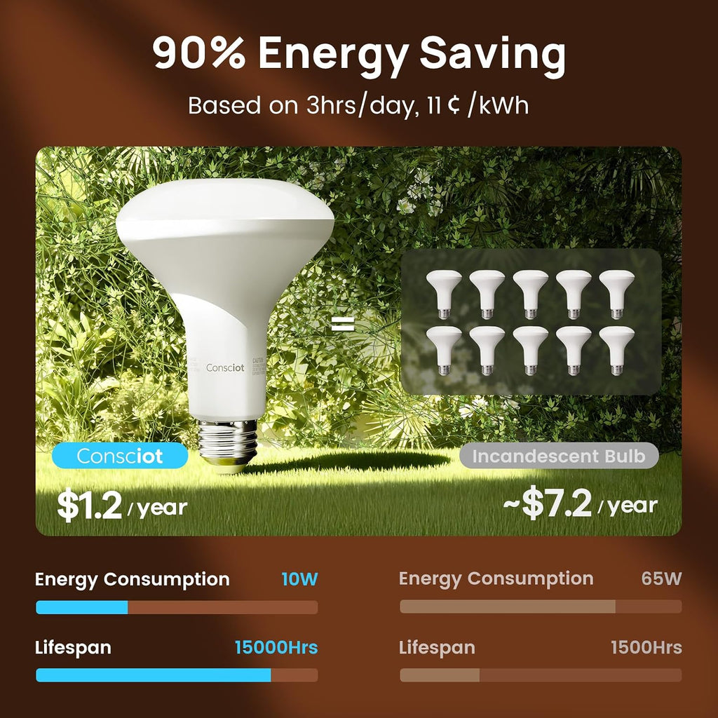 BR30 LED Bulb Dimmable, 10W Equivalent 65W, 850lm, 2700K, 12 Pack