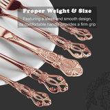 Retro Royal Rose Gold/Copper 48 Pieces Flatware Set, Gorgeous Silverware Set For 8