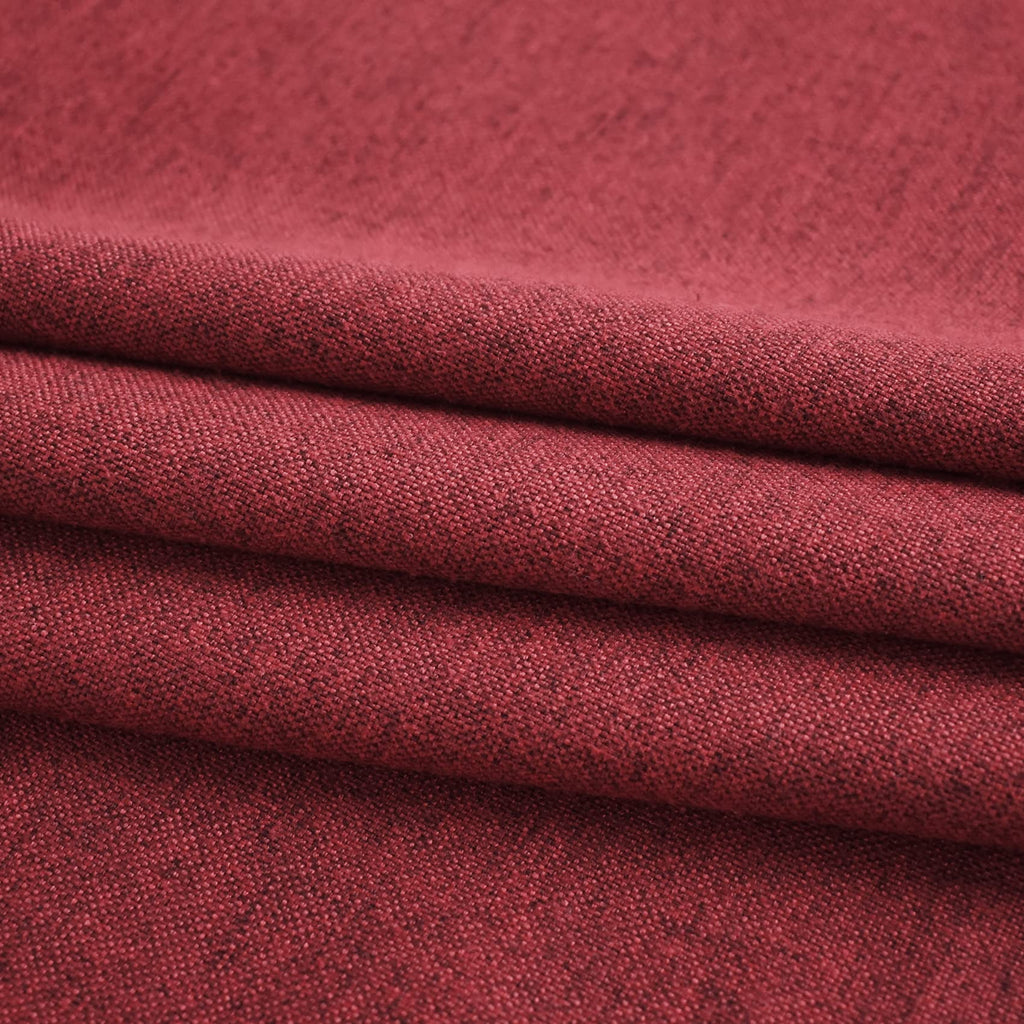 Red Tier Linen Textured Kitchen Window Curtains - 36 Inch Burgundy Cafe Curtains - Privacy Panels for Sink, Bathroom
