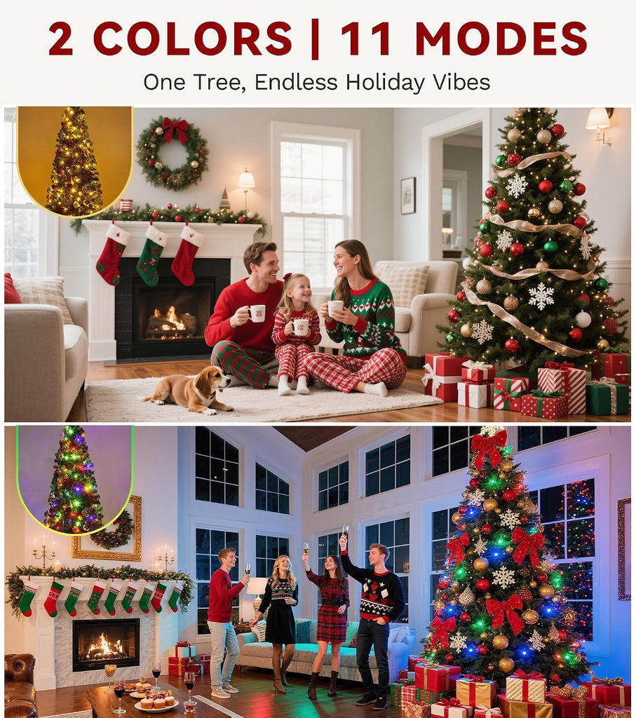 Pre-Lit Slim Pencil Christmas Tree 350 Lights Remote Control