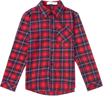 Boys Flannel Shirts Kids Long Sleeve Plaid Tops Casual Button Down Shirt Western Plaid Jacket