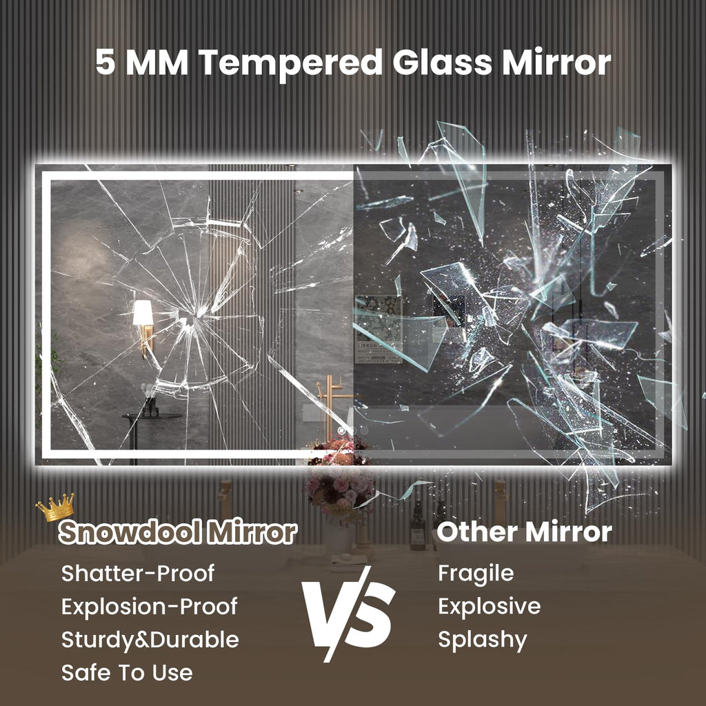88 x 38 in LED Bathroom Mirror, Front and Backlit, Anti-Fog