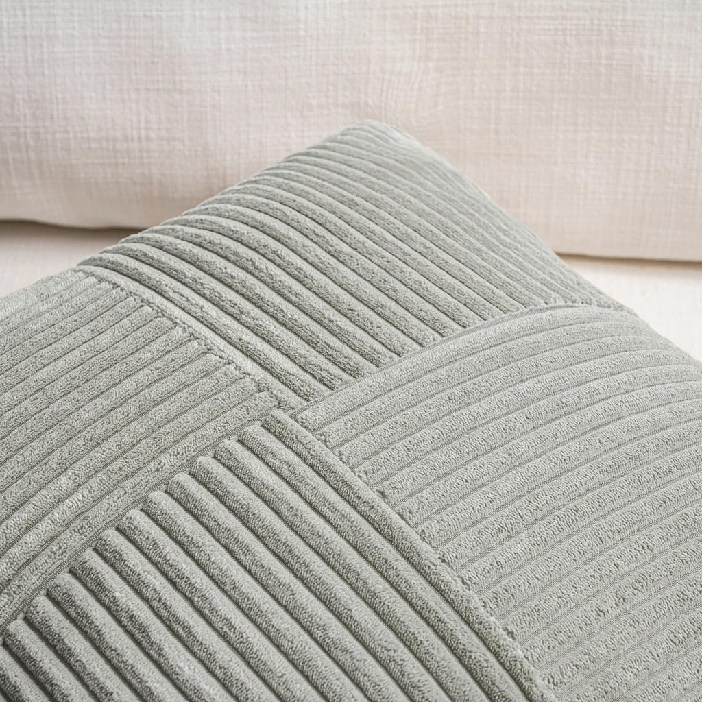Grey Lumbar Decorative Throw Pillow Covers 16x28 Inch Couch Bed Sofa, Rustic Farmhouse Boho Home Decor, Soft Striped