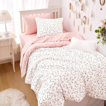 Floral Comforter Set, Coquette Cottagecore Aesthetic Cute Flower Pattern for Women Teen Girls, Soft Lightweight Dorm