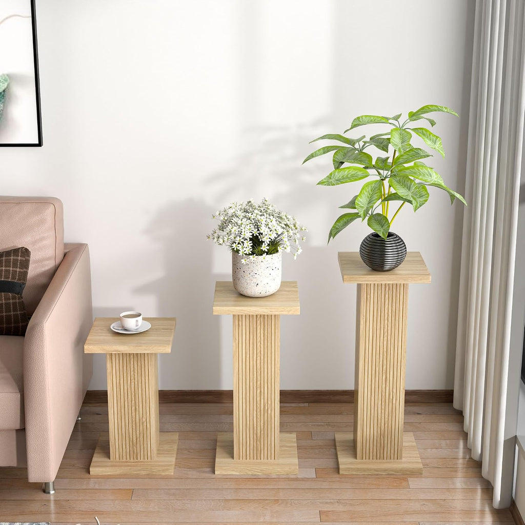 Tall Plant Stand for Indoor,set of 3 Corner Plant Stand for Multiple Plants | Wood Pedestal Stands Flower Party Cake