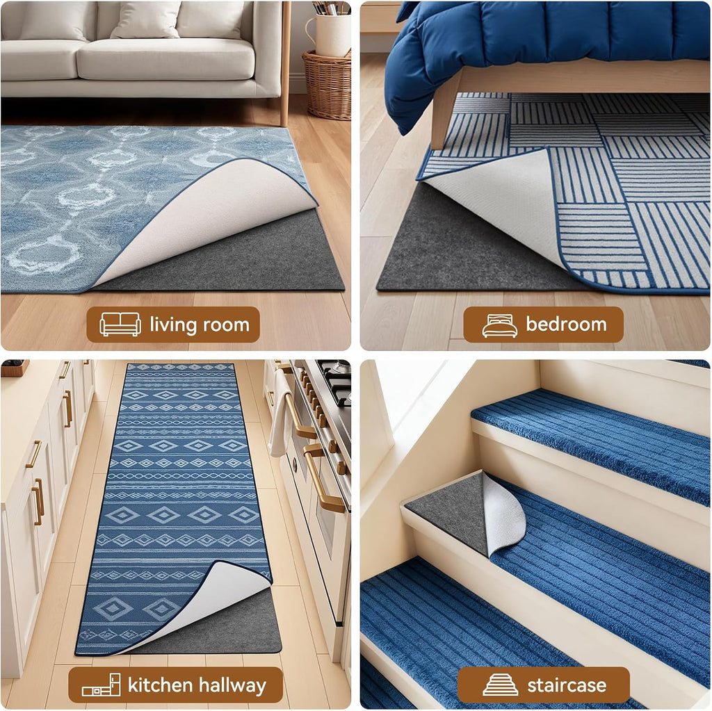 8'x10' Non‐Slip Rug Pad, 1/8" Thick Cushioned - Set of 80