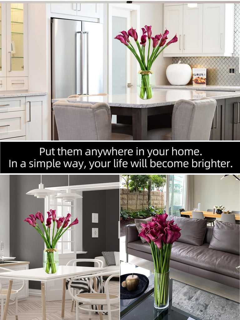 Purple Calla Lily Flowers, 12pcs Real Touch Faux Stems for Vases