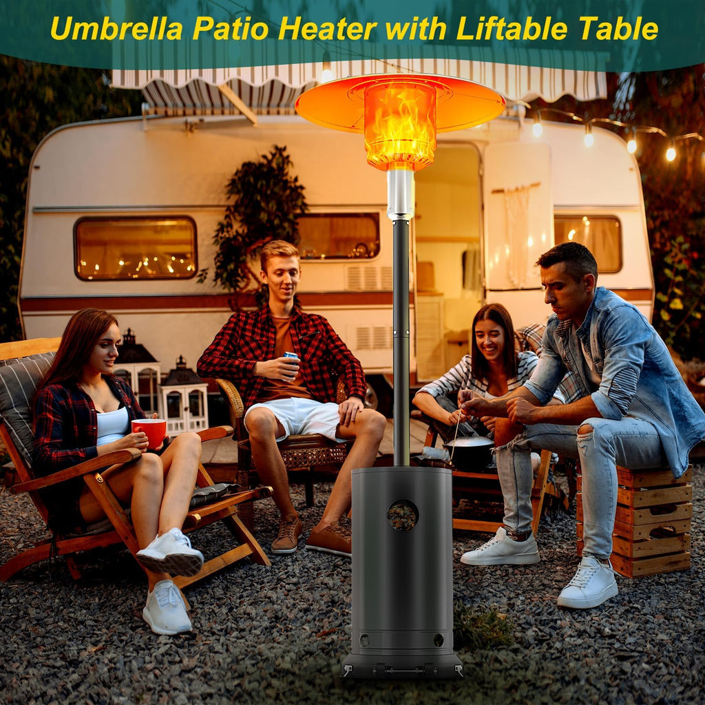 48, 000 BTU Patio Heater, Propane Stainless Steel Patio Heater With Wheels, Outdoor Propane Heaters for Backyard
