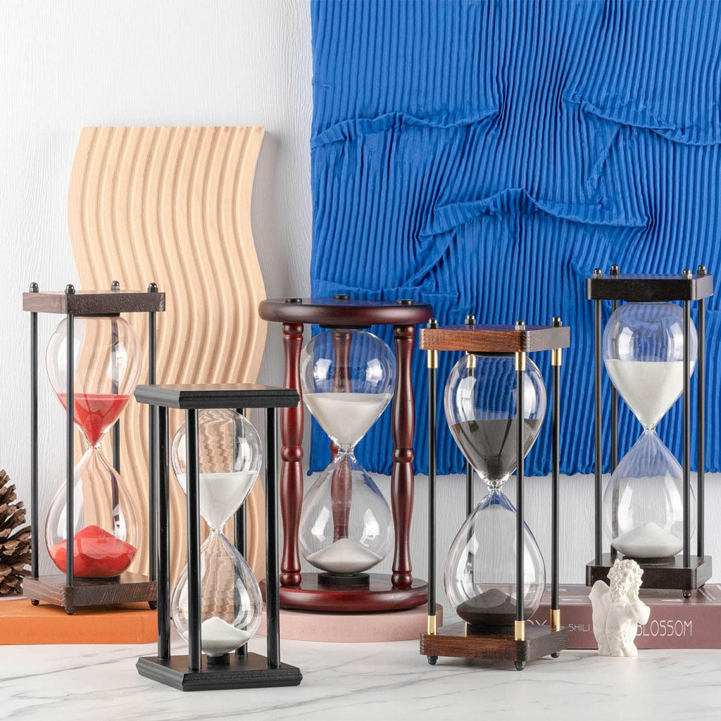 Large Fillable Hourglass Timer, Black Wooden Sandglass, Empty