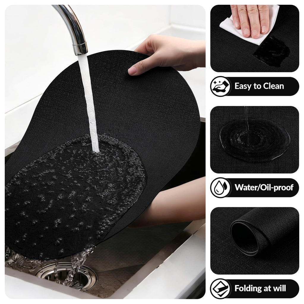 Heat Resistant Oval Placemats Set of 4, Black