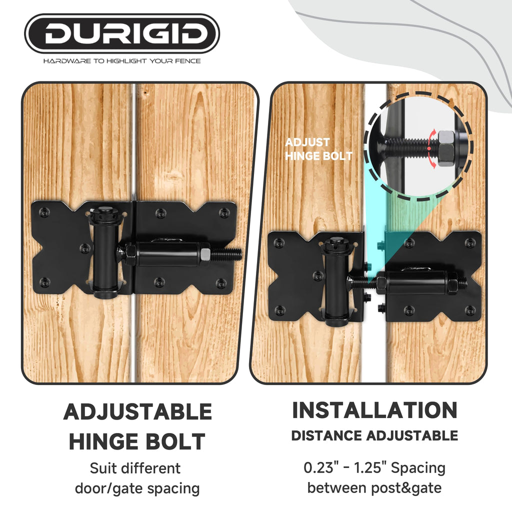 Self Closing Gate Hinges, Gate Hinge Heavy Duty, Spring Loaded Gate Hinges for Vinyl/Wood Fence/Steal Gate