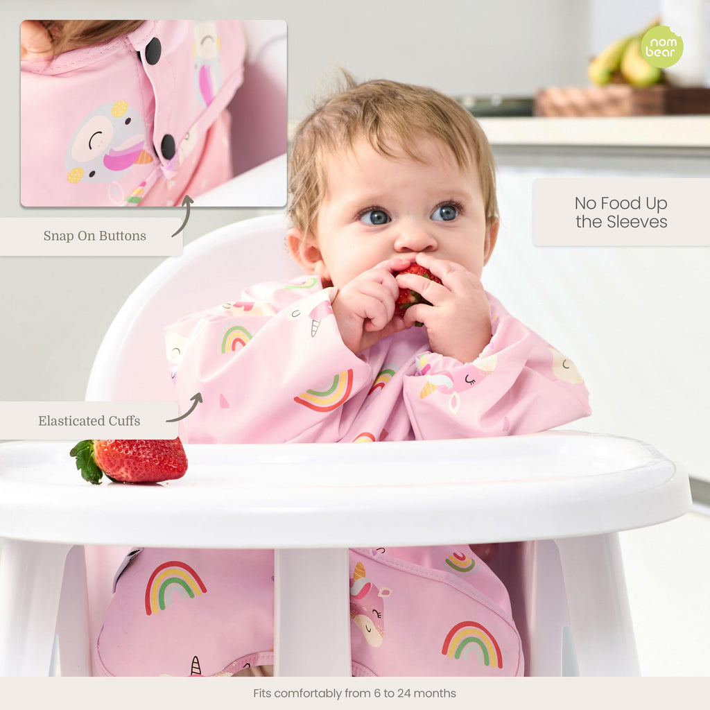 Waterproof Smock Baby Bibs for Eating (6-24 Months), 1 Pack