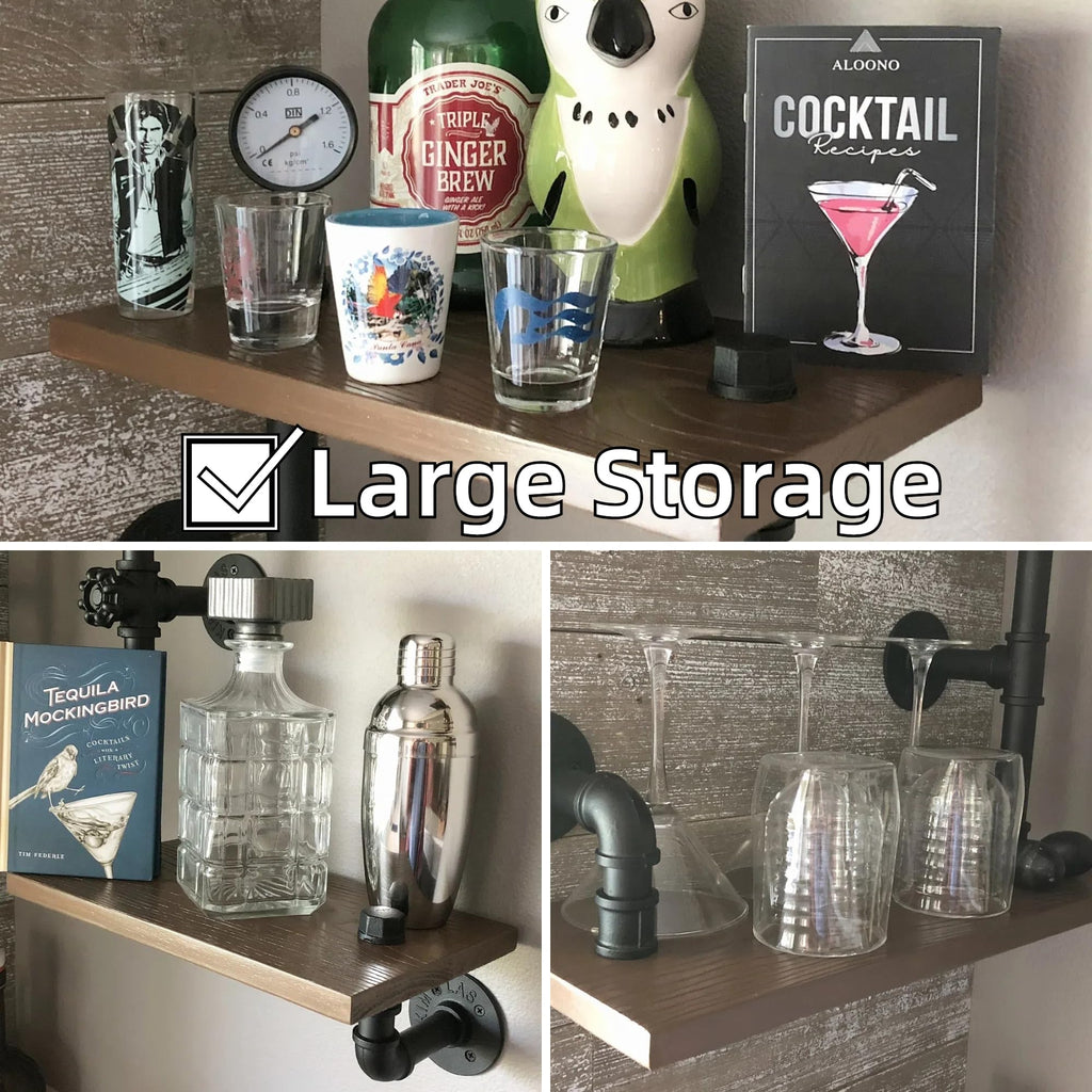 Industrial Pipe Shelves, Wall Ladder Shelving, Corner Wood Bookshelf