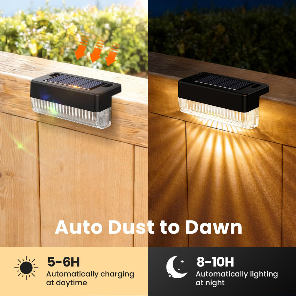 Solar Deck Lights Outdoor, Solar Step Lights Waterproof, 24 Pack Warm White