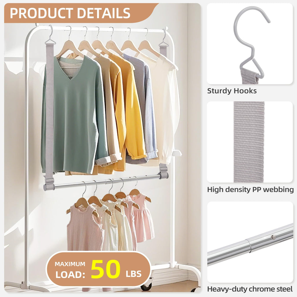 Hanging Closet Rod, Adjustable Width and Height Closet Hanging Organizer, Space-Saving Clothes Hanging Bar, Closet