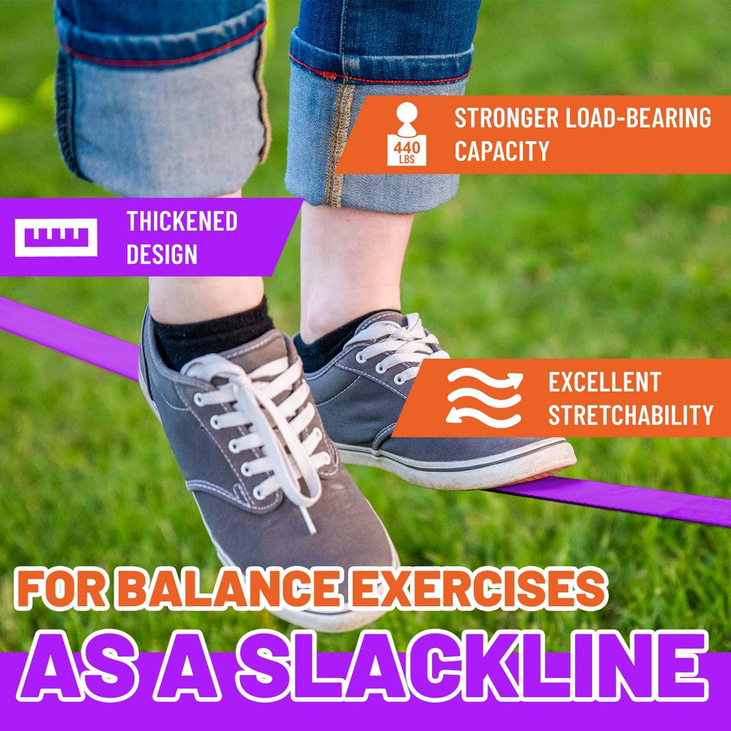 Warrior Obstacle Course for Kids-Slackline 52ft with 9 Accessries