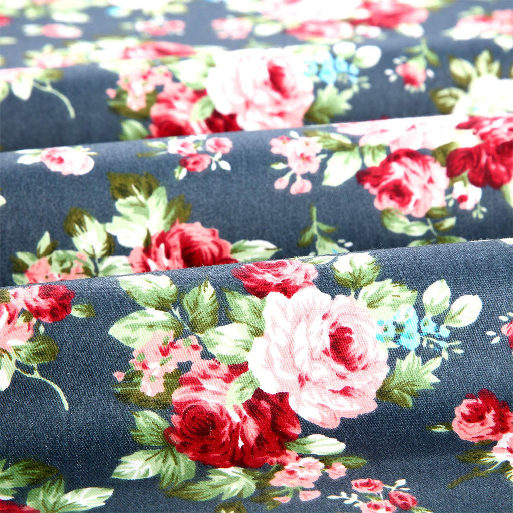 3 Yards Floral Cotton Fabric 36 x 62 Inch with Vintage Rose Print