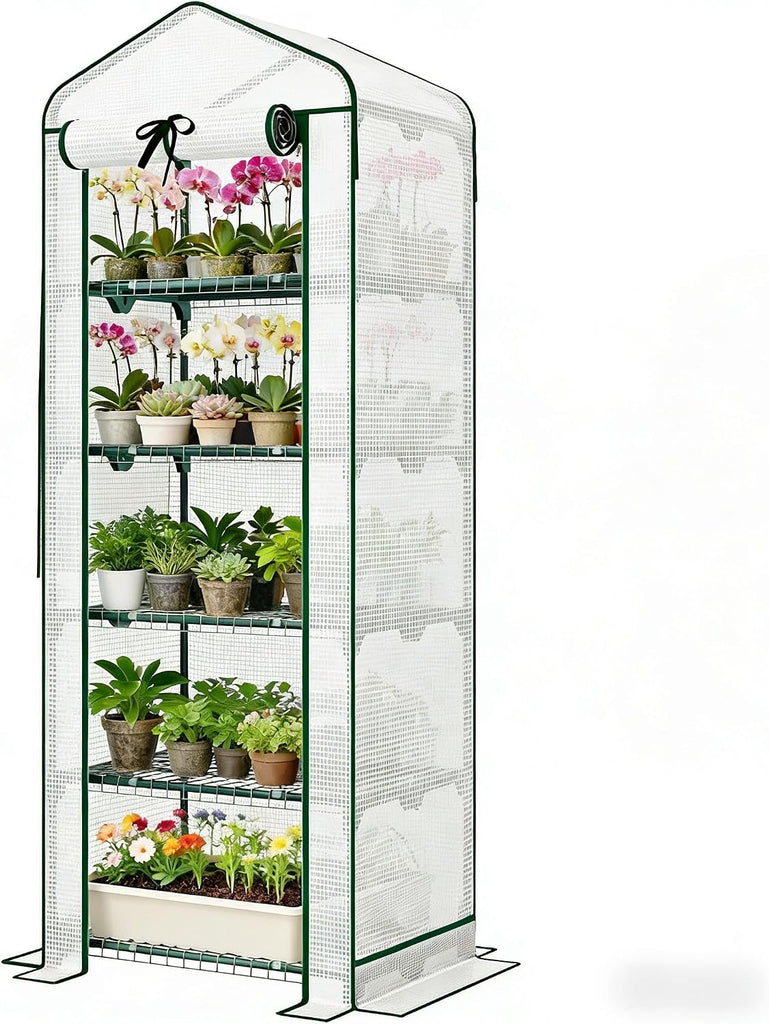 Portable Greenhouses for Outdoors, Mini Greenhouse with 5-Tier Shelf, | Portable outdoor greenhouse with double-layer
