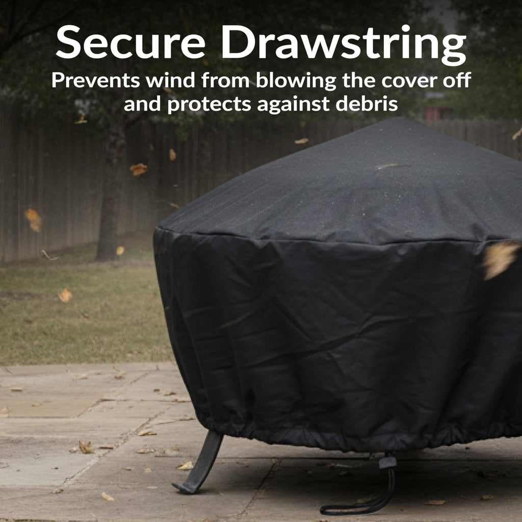 Heavy Duty Outdoor Fire Pit Cover, Round, Durable PVC, Black, 58"