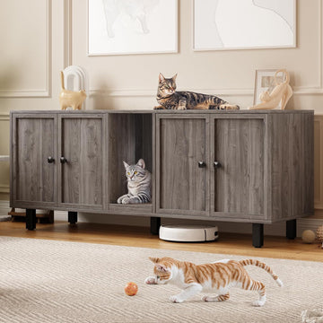 59 Inches Cat Litter Box Enclosure for 2 Cats, Grey