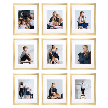 9 Piece Gallery Wall Frame Set, 11x14 Inch, Gold