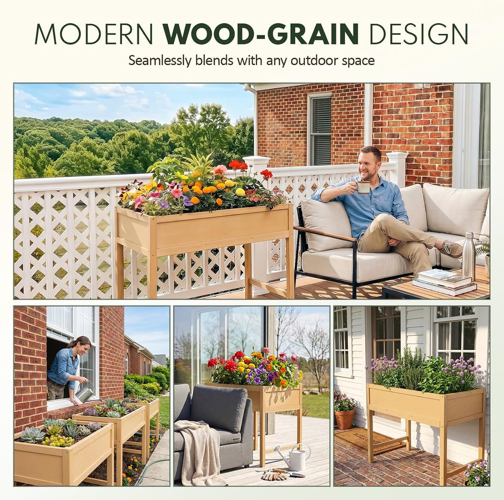 Raised Garden Bed with Legs, 40" HIPS Sturdy Elevated Planter Box | Raised Garden Bed s & Decks, Easy Assembly, 200