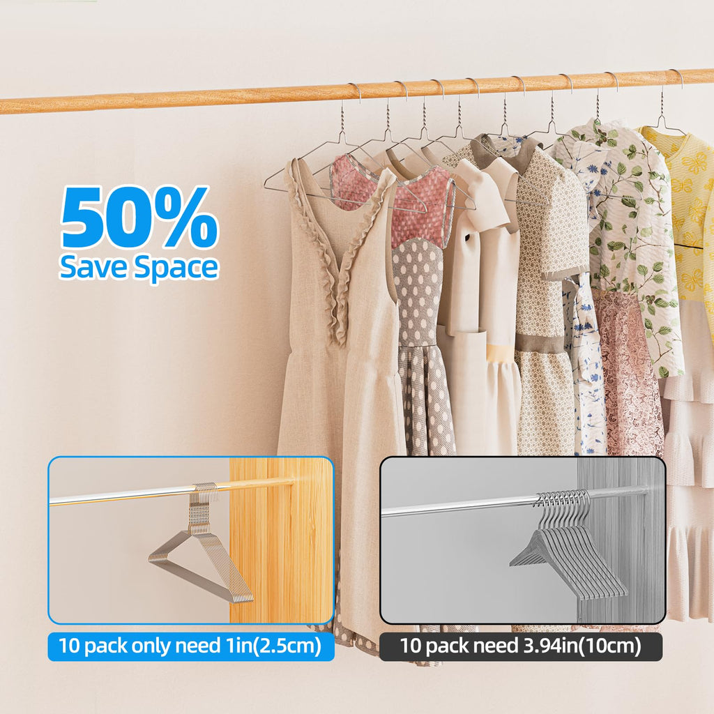 Metal Wire Hangers 100 Pack, Thin for Clothes Space Saving